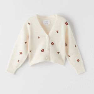 nwt zara floral embroidery knit cardigan